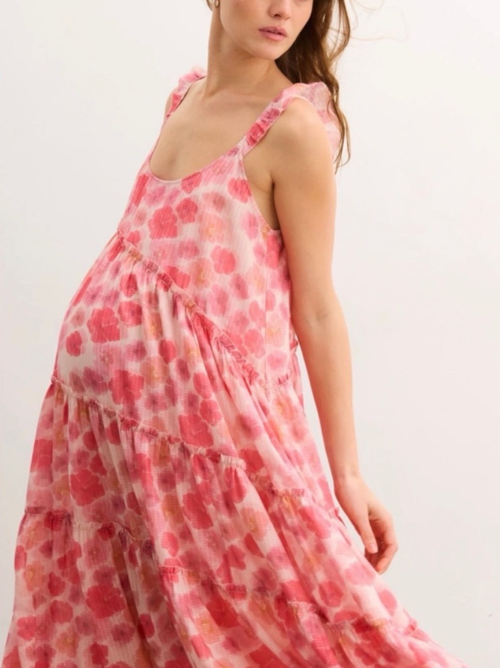 Hatch Anselmi Floral Maxi Dress Pink Romantic Maternity Resort Dress Size M